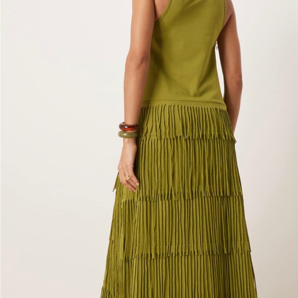 Green Fringe Maxi Dress